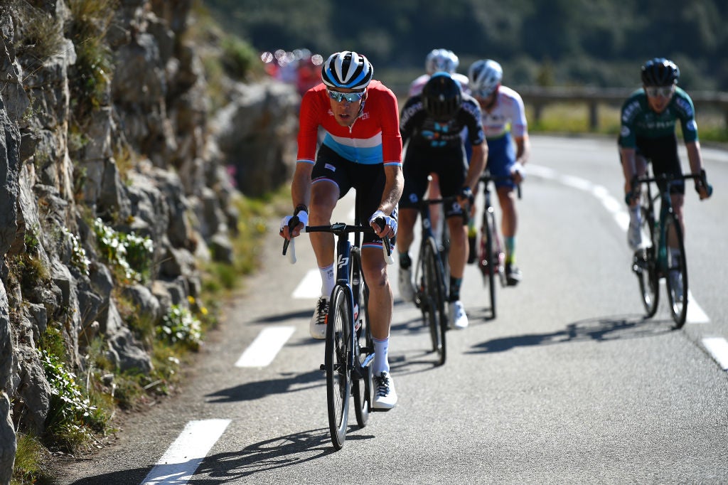 BLAUSASC, FRANCE - FEBRUARY 20: Kevin Geniets of Luxembourg and Team Groupama - FDJ competes during the 54th Tour Des Alpes Maritimes Et Du Var - Stage 3 a 112,6km stage from Villefranche sur Mer to Blausasc on February 20, 2022 in Blausasc, France. (Photo by Dario Belingheri/Getty Images)