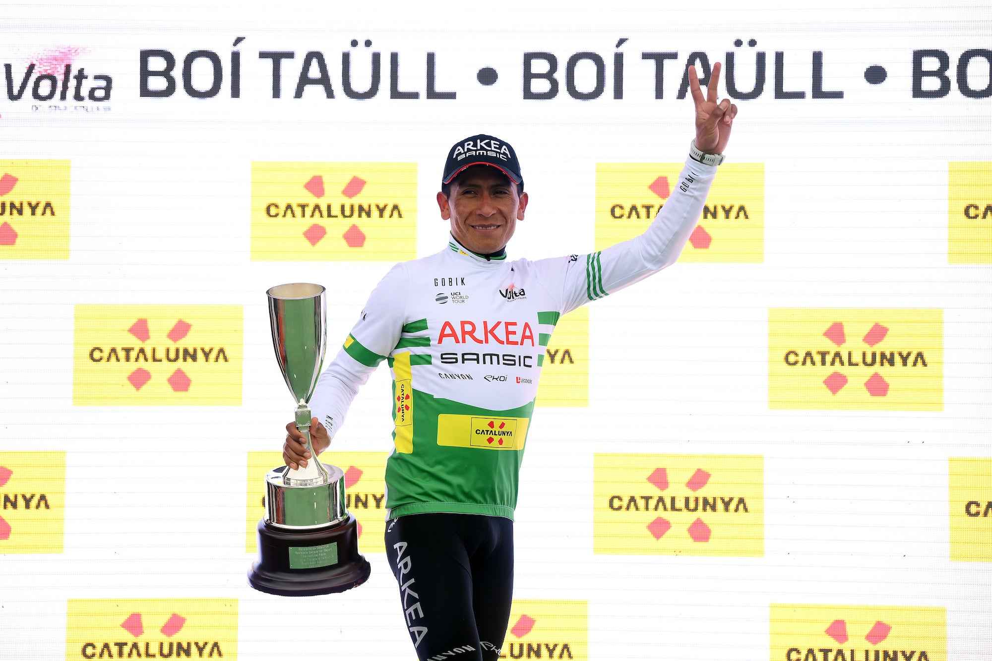 Nairo Quintana nudged into the leader's jersey at the Volta a Catalunya, his first WorldTour leader's jersey in three years.