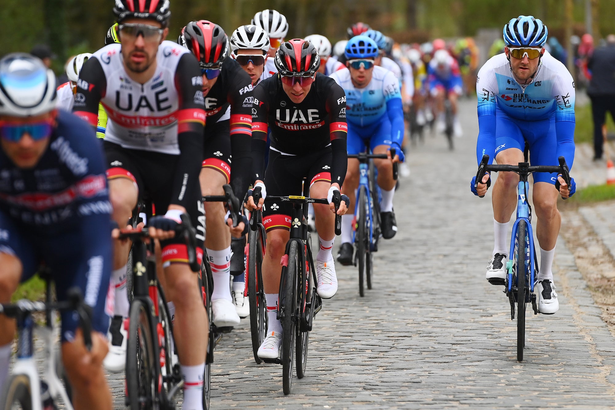 Tadej Pogacar early in Wednesday's race.