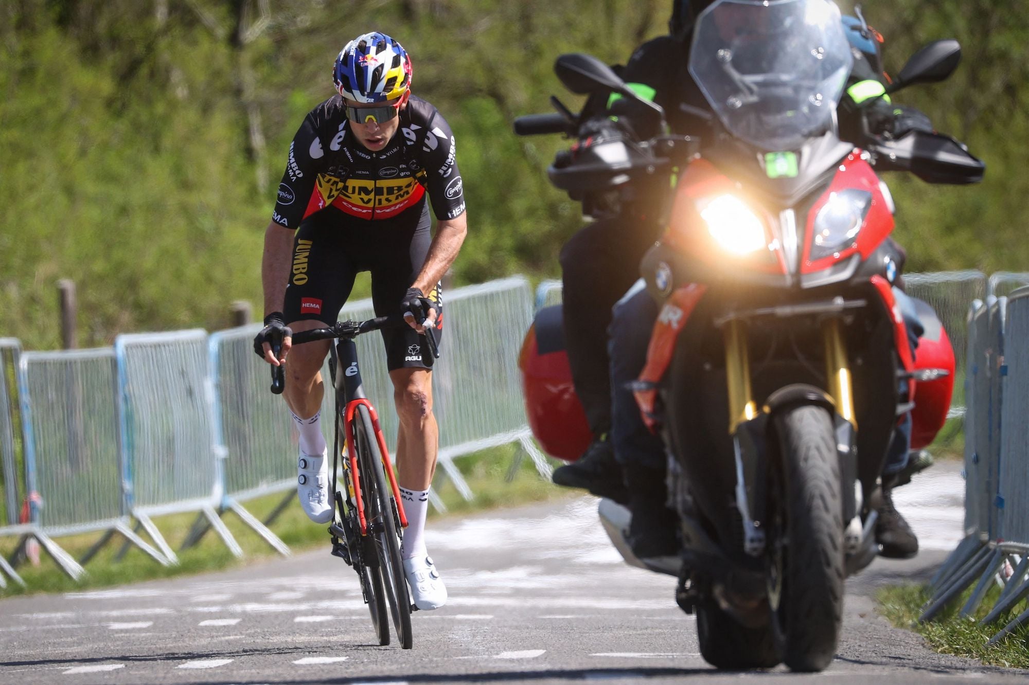 Wout van Aert during recon Thursday ahead of Liège-Bastogne-Liège.