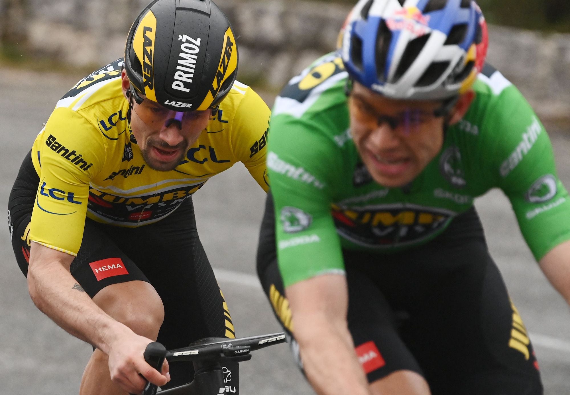 Primož Roglič and Wout van Aert, shown here at Paris-Nice in March, headline the Criterium du Dauphiné.