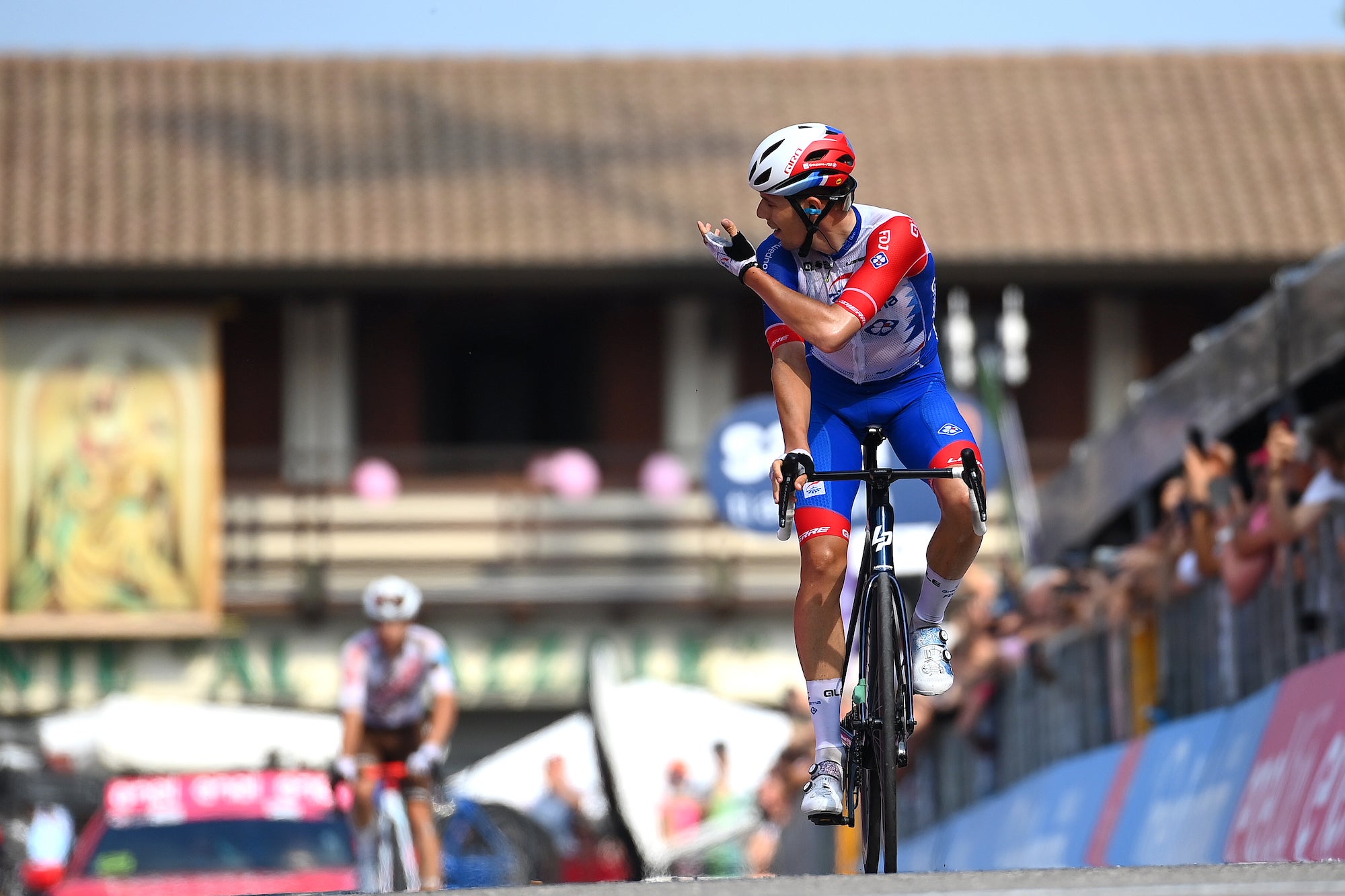 Attila Valter expresses his frustration at the finish of stage 19