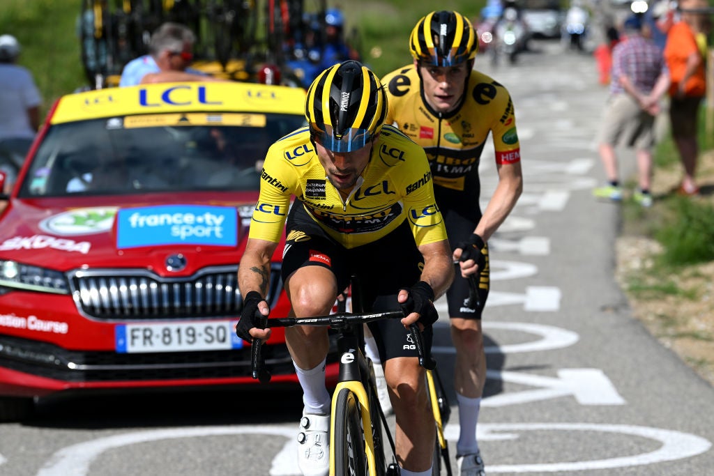 Primoz Roglic and Jonas Vingegaard at the Criterium du Dauphine
