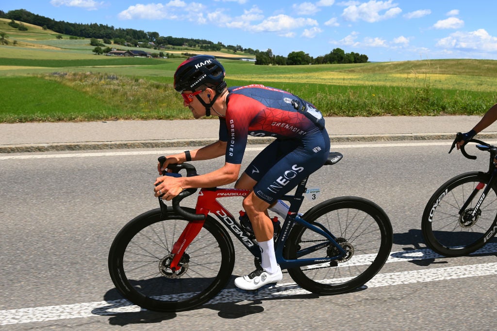 AESCH, SWITZERLAND - JUNE 13: Thomas Pidcock of United Kingdom and Team INEOS Grenadiers competes during the 85th Tour de Suisse 2022 - Stage 2 a 198km stage from Küsnacht to Aesch / #ourdesuisse2022 / #WorldTour / on June 13, 2022 in Aesch, Switzerland. (Photo by Tim de Waele/Getty Images)