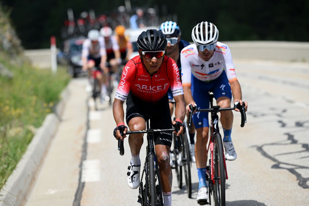 LES ANGLES, FRANCE - JUNE 18: Nairo Alexander Quintana Rojas of Colombia and Team Team Arkéa - Samsic competes during the 46th La Route d'Occitanie - La Depeche du Midi 2022 - Stage 3 a 188,7km stage from Sigean to Les Angles 1841m / #RDO2022 / on June 18, 2022 in Les Angles, France. (Photo by Dario Belingheri/Getty Images)