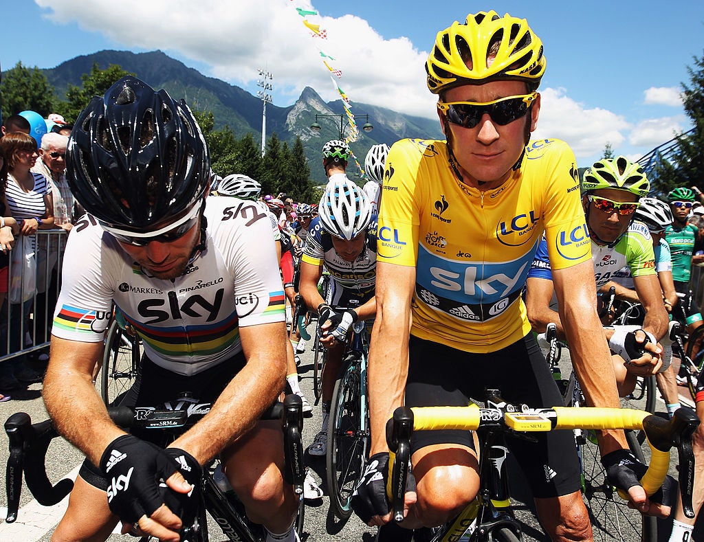 Mark Cavendish with Bradley Wiggins at the 2012 Tour de France