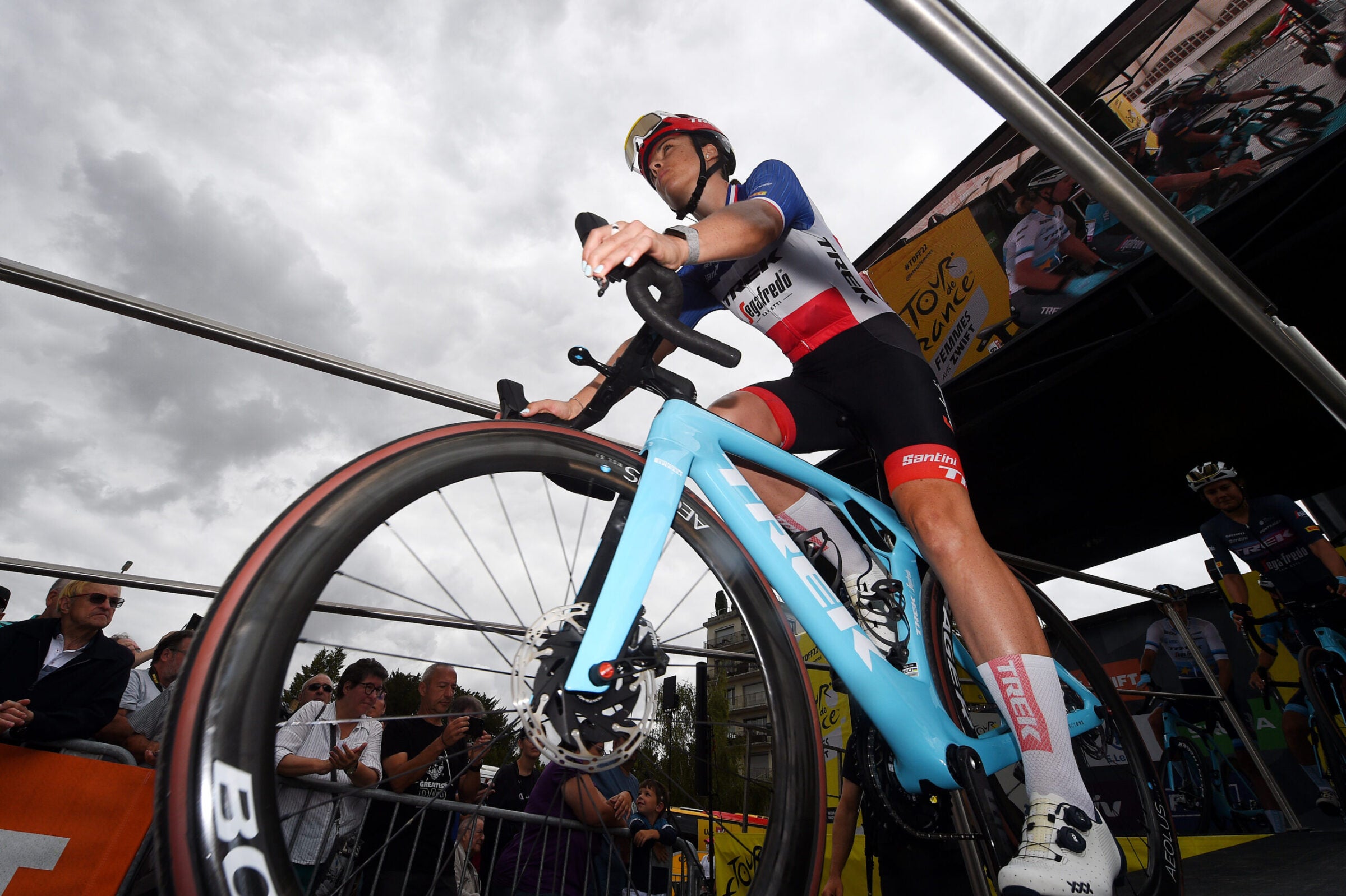 EPERNAY, FRANCE - JULY 26: Audrey Cordon-Ragot of France and Team Trek- Segafredo prior to the 1st Tour de France Femmes 2022, Stage 3 a 133,6km stage from Reims to Épernay / #TDFF / #UCIWWT / on July 26, 2022 in Epernay, France. (Photo by Dario Belingheri/Getty Images)