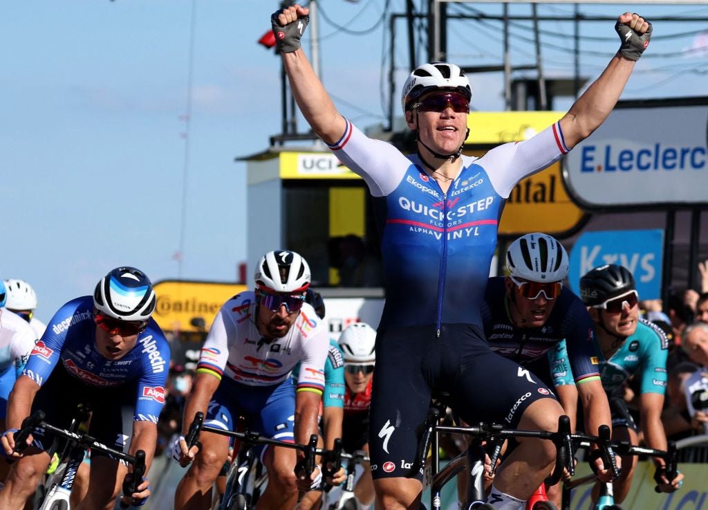 Jakobsen won the first bunch sprint of his first Tour.