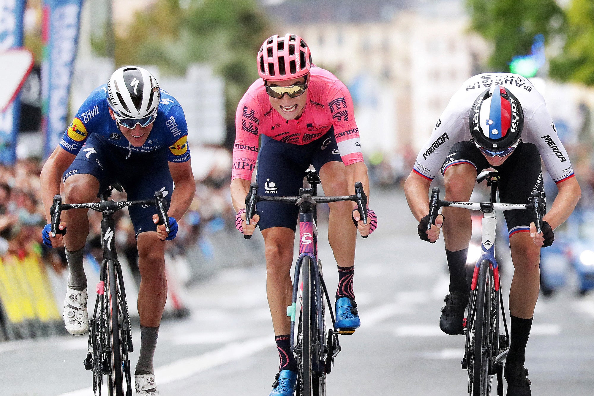 Neilson Powless won a thrilling three-up sprint last year.