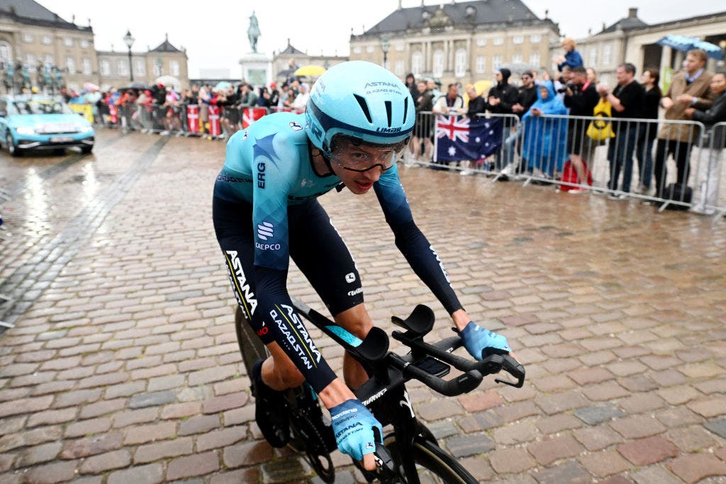 Joe Dombrowski during his stage 1 time trial at the Tour de France