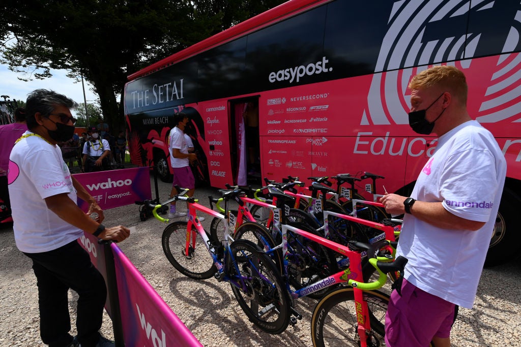 The EF Education-EasyPost bus in happier times