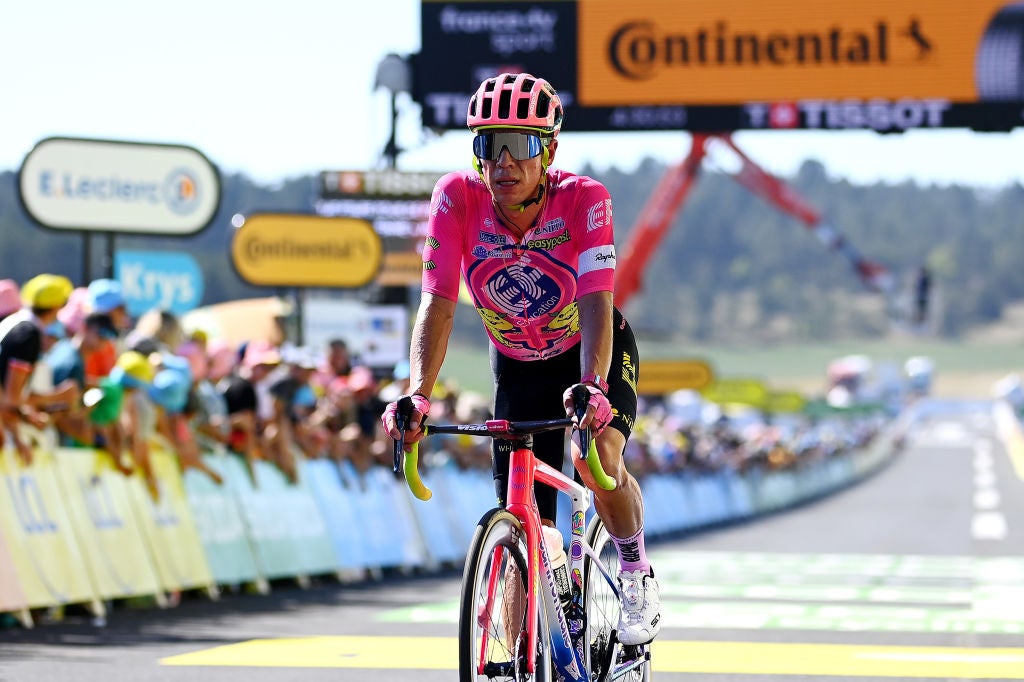 Rigoberto Uran finishes stage 14 of the Tour de France