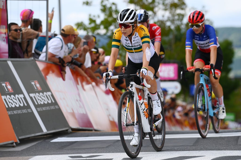Nicole Frain finishes stage 3 of the Tour de France Femmes