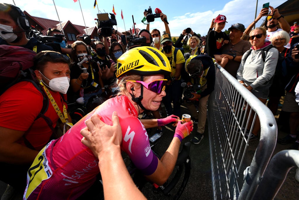 Demi Vollering after stage 7 of the Tour de France Femmes