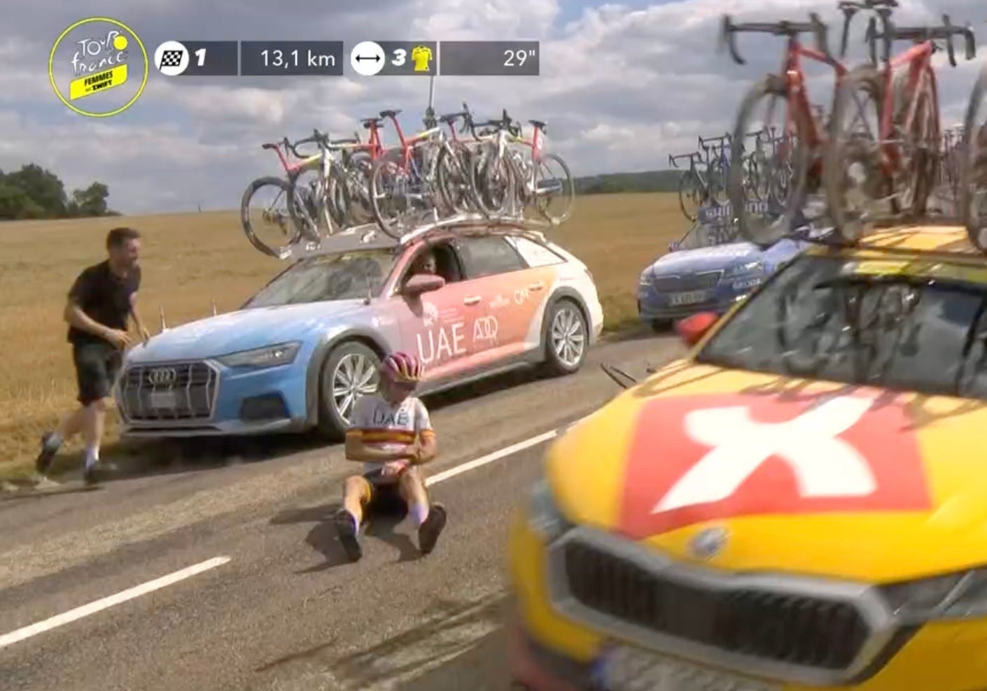Mavi García was knocked to the ground by her own team car in Wednesday's fourth stage.