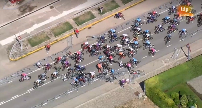 A crash stopped the peloton cold within the final kilometer.