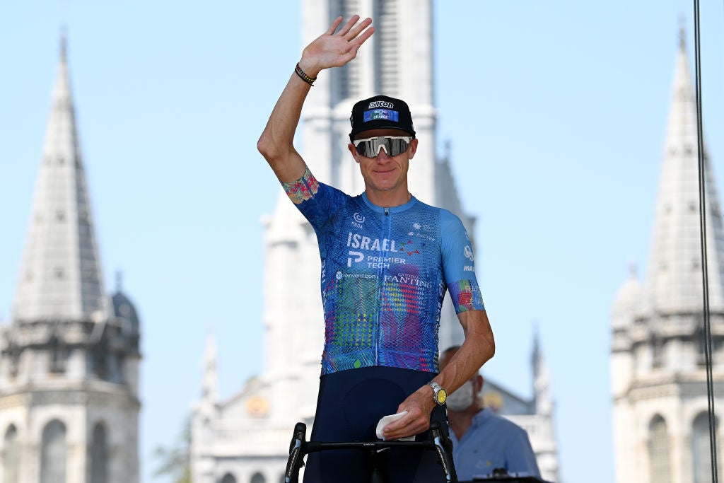 HAUTACAM, FRANCE - JULY 21: Christopher Froome of United Kingdom and Team Israel - Premier Techduring the team presentation prior to the 109th Tour de France 2022, Stage 18 a 143,2km stage from Lourdes to Hautacam 1520m / #TDF2022 / #WorldTour / on July 21, 2022 in Hautacam, France. (Photo by Dario Belingheri/Getty Images)