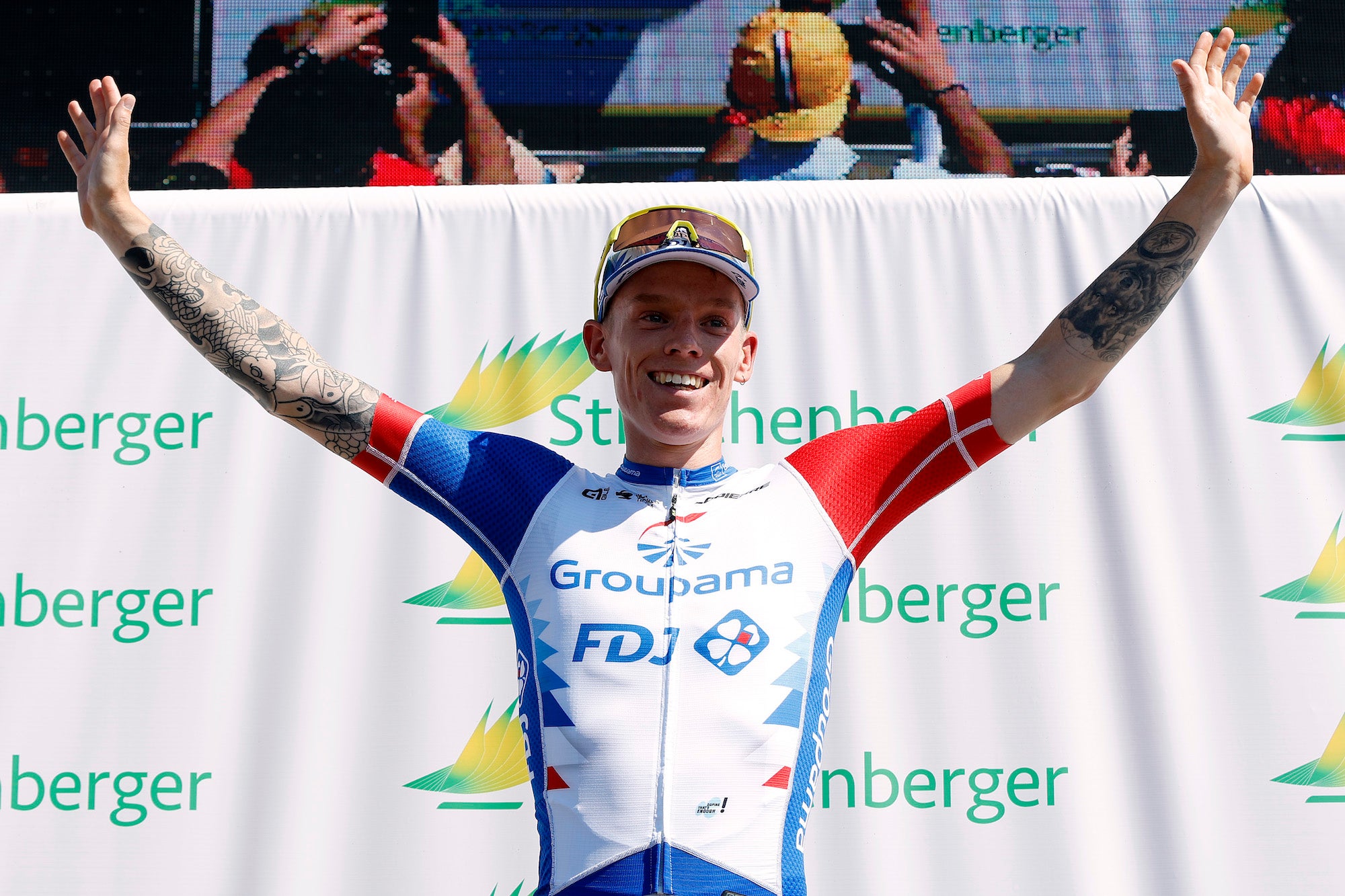 Jake Stewart celebrates maiden pro win.