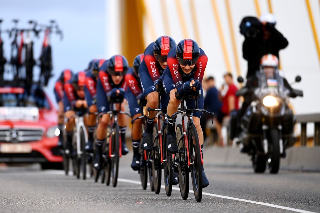 UTRECHT, NETHERLANDS - AUGUST 19: Carlos Rodriguez Cano of Spain and Team INEOS Grenadiers sprints during the 77th Tour of Spain 2022, Stage 1 a 23,3km team time trial in Utrecht / #LaVuelta22 / #WorldTour / on August 19, 2022 in Utrecht, Netherlands. (Photo by Tim de Waele/Getty Images)
