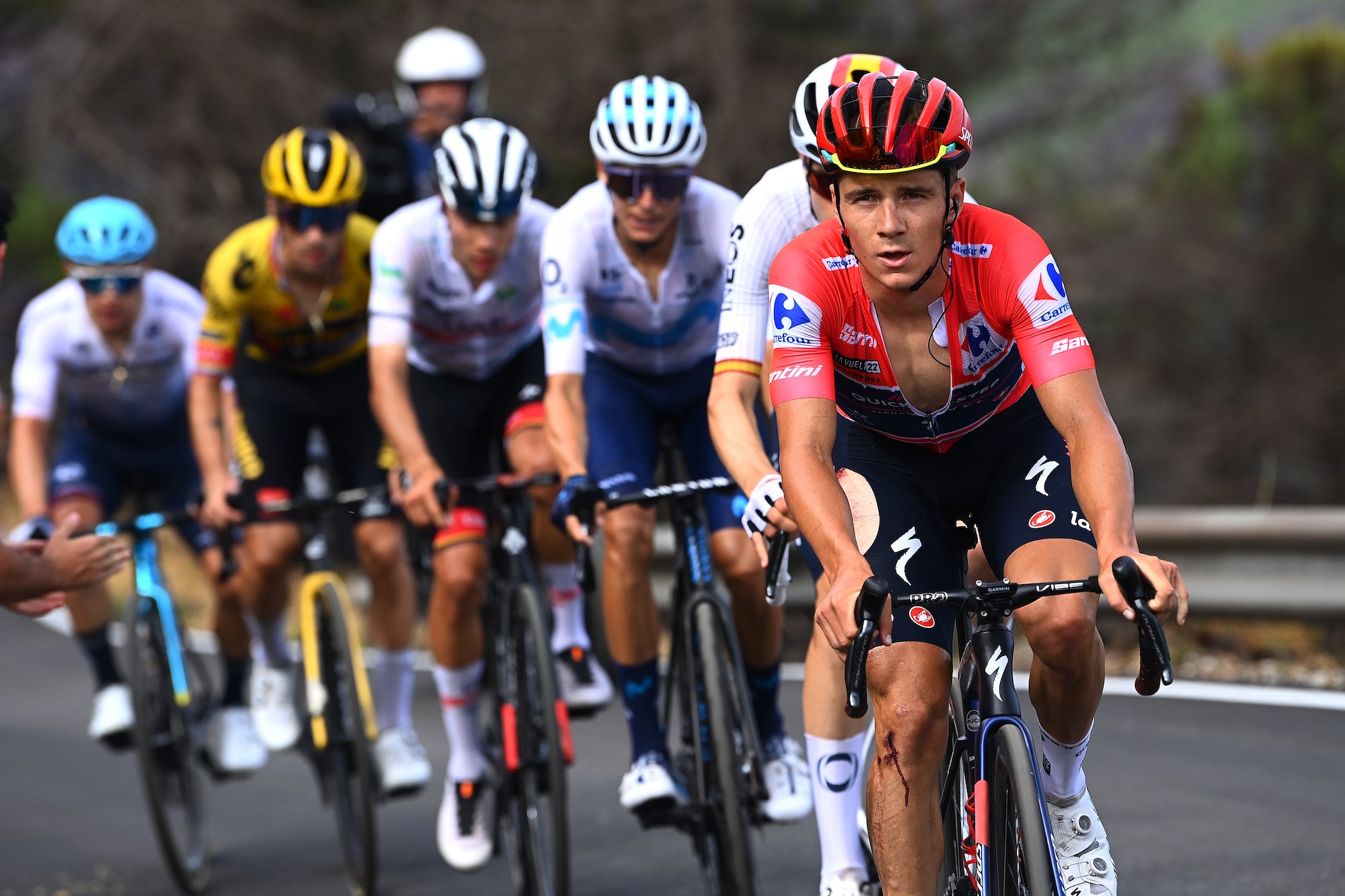 Evenepoel paces in the GC group at the Vuelta on Thursday.