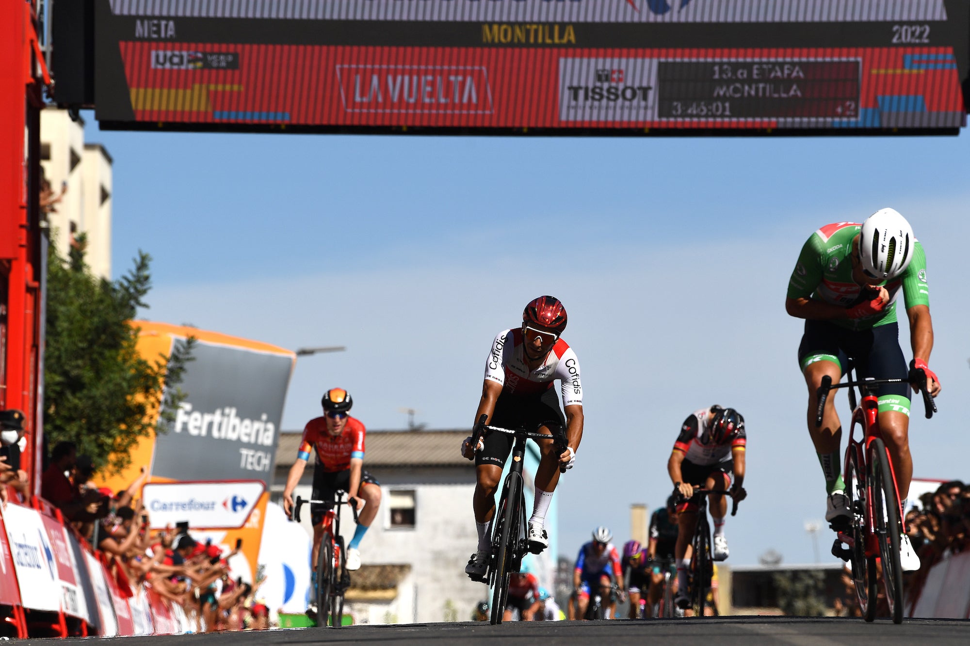 Ackermann, on the right, went too early and was swamped at the line.