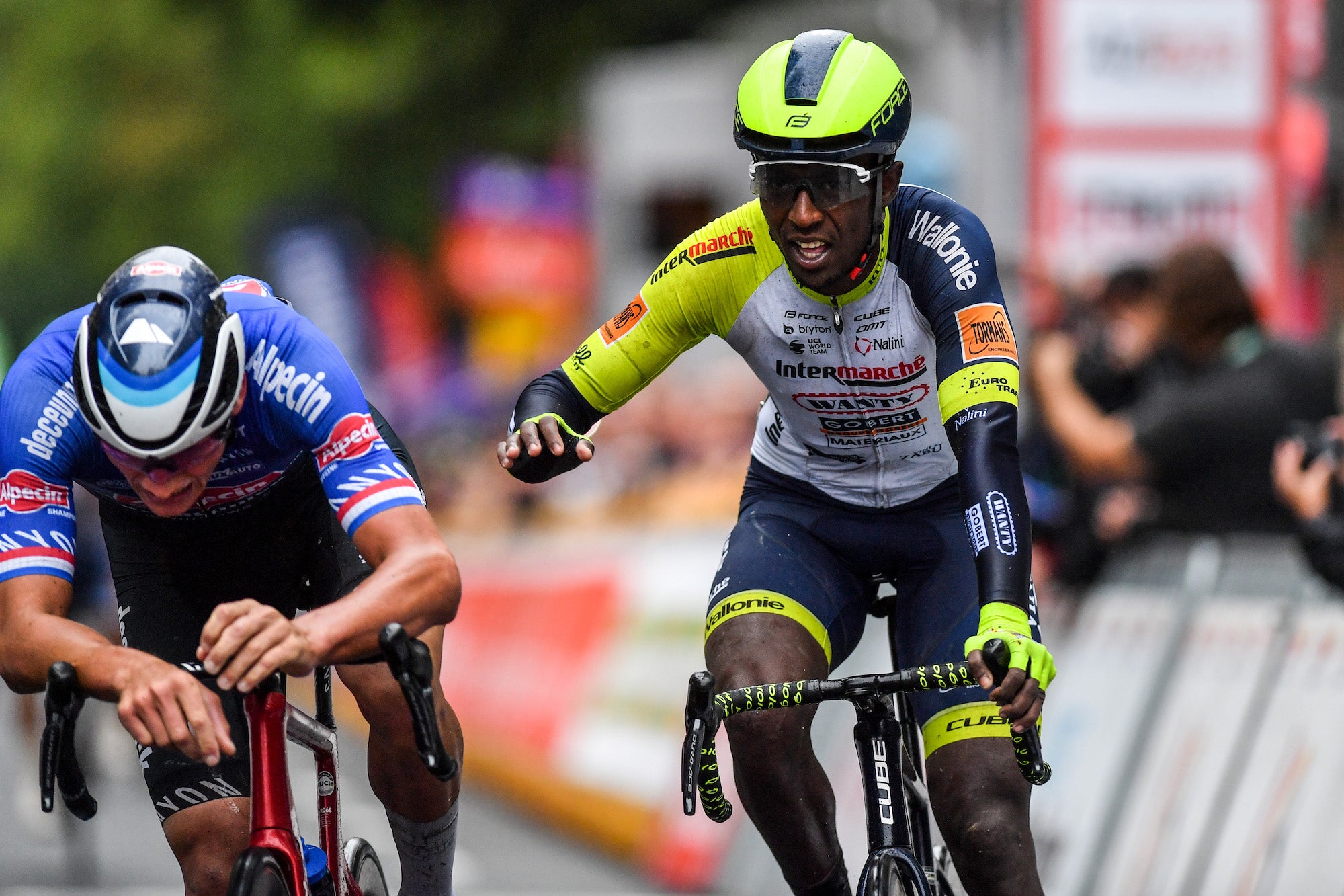 Biniam Girmay, shown here at GP de Wallonie, will be a favorite Sunday in Wollongong.