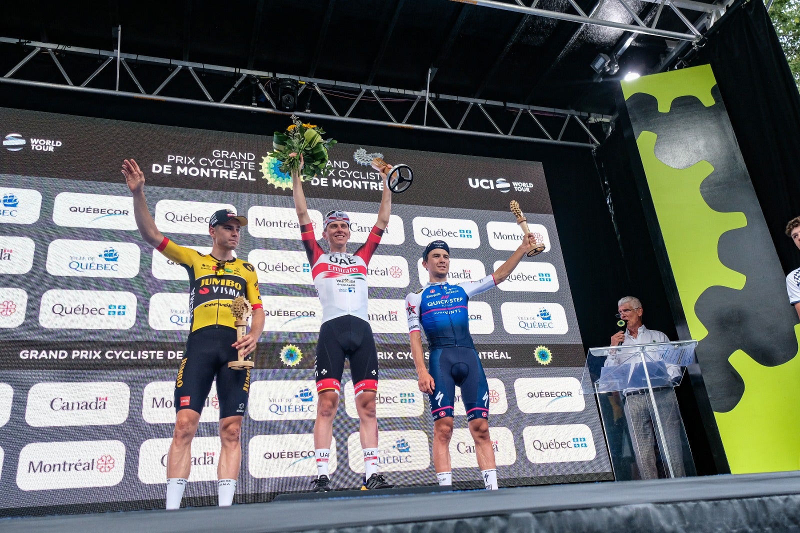 The podium of the GP Cycliste de Montréal.