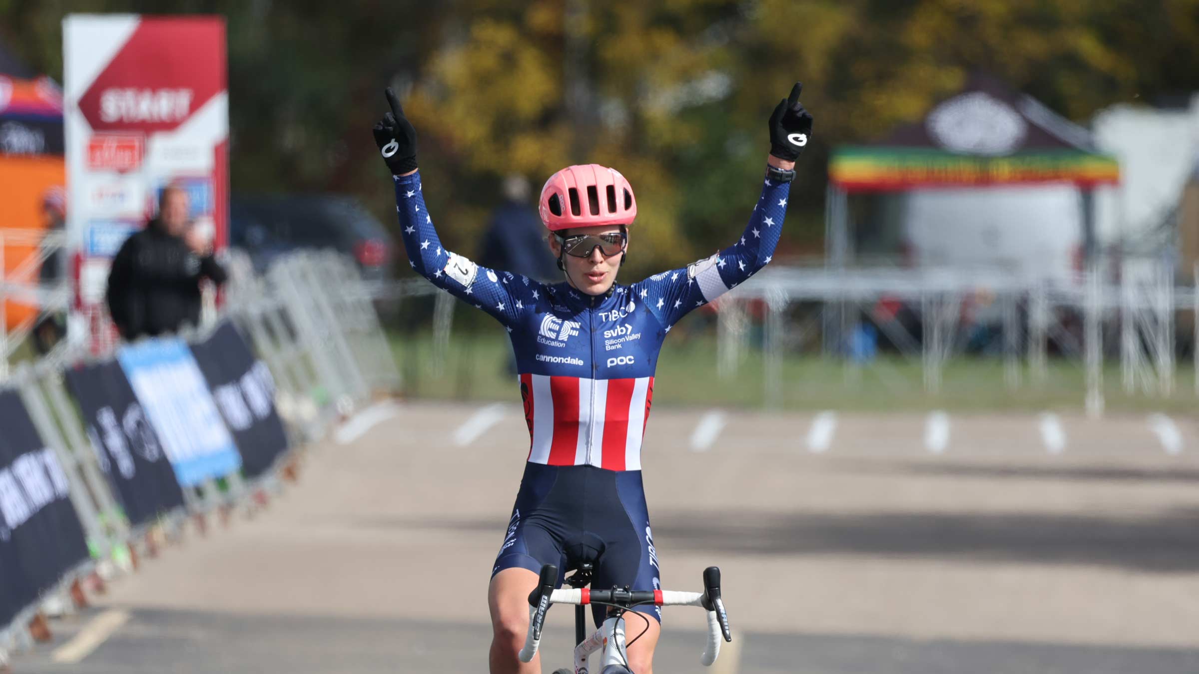 Clara Honsinger wins the women's elite race at the Trek XC Cup C1 men's elite race.