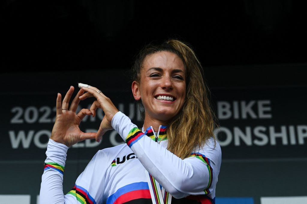Pauline Ferrand-Prevot won the cross-country title at the recent mountain bike world championships