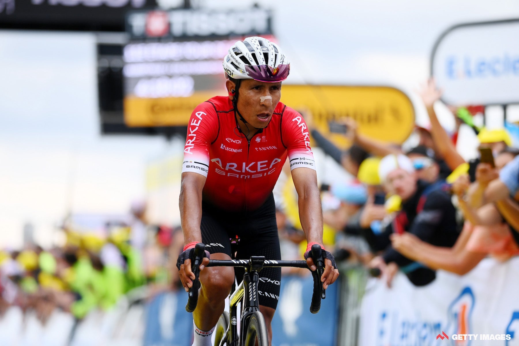 Nairo Quintana (Arkéa Samsic) finishes stage 11 of the 2022 Tour de France.