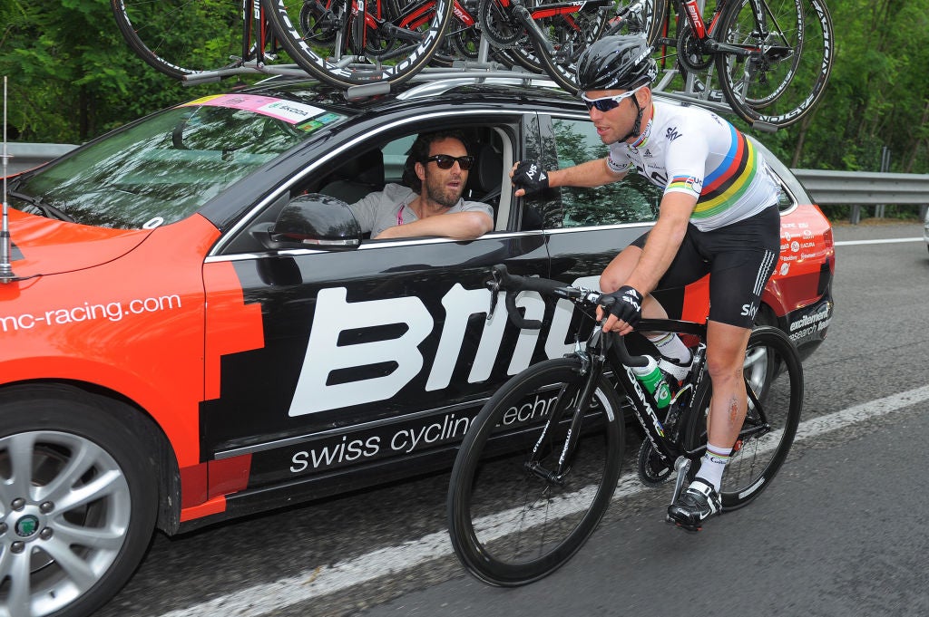 Cycling : 95Th Tour Of Italy 2012, Stage 9 Mark Cavendish (Gbr)/ Max Sciandri (Gbr) Sportsdirector Bmc Racing Team (Usa)/ San Giorgio Del Sannio - Frosinone (166Km)/ Giro Italia Italie, Ronde Rit Etape /(C)Tim De Waele   (Photo by Tim De Waele/Getty Images)