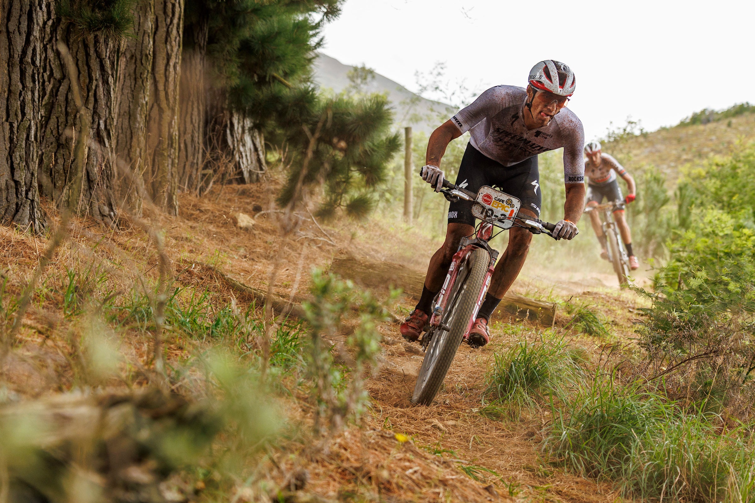 Christopher Blevins and Matt Beers during stage 3 of the 2023 Absa Cape Epic Mountain Bike stage race from Hermanus High School to Oak Valley Wine Estate, Elgin, South Africa on the 22th March 2023. Photo by Nick Muzik/Cape Epic
PLEASE ENSURE THE APPROPRIATE CREDIT IS GIVEN TO THE PHOTOGRAPHER AND ABSA CAPE EPIC