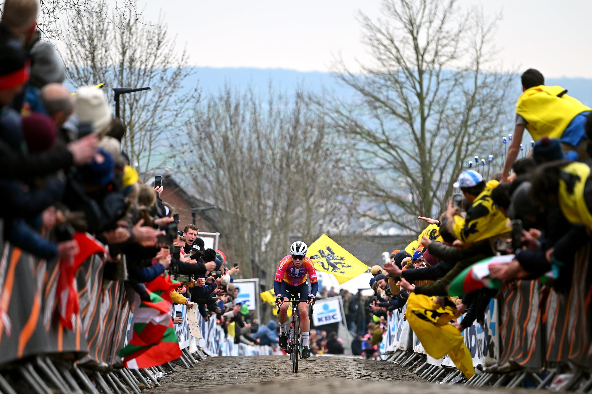 OUDENAARDE, BELGIUM - APRIL 02: Lotte Kopecky of Belgium and Team SD Worx competes during the 20th Ronde van Vlaanderen - Tour des Flandres 2023, Women's Elite a 156.6km one day race from Oudenaarde to Oudenaarde / #UCIWWT / on April 02, 2023 in Oudenaarde, Belgium. (Photo by Luc Claessen/Getty Images)