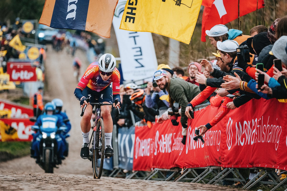 Lotte Kopecky soloed to her second Tour of Flanders win