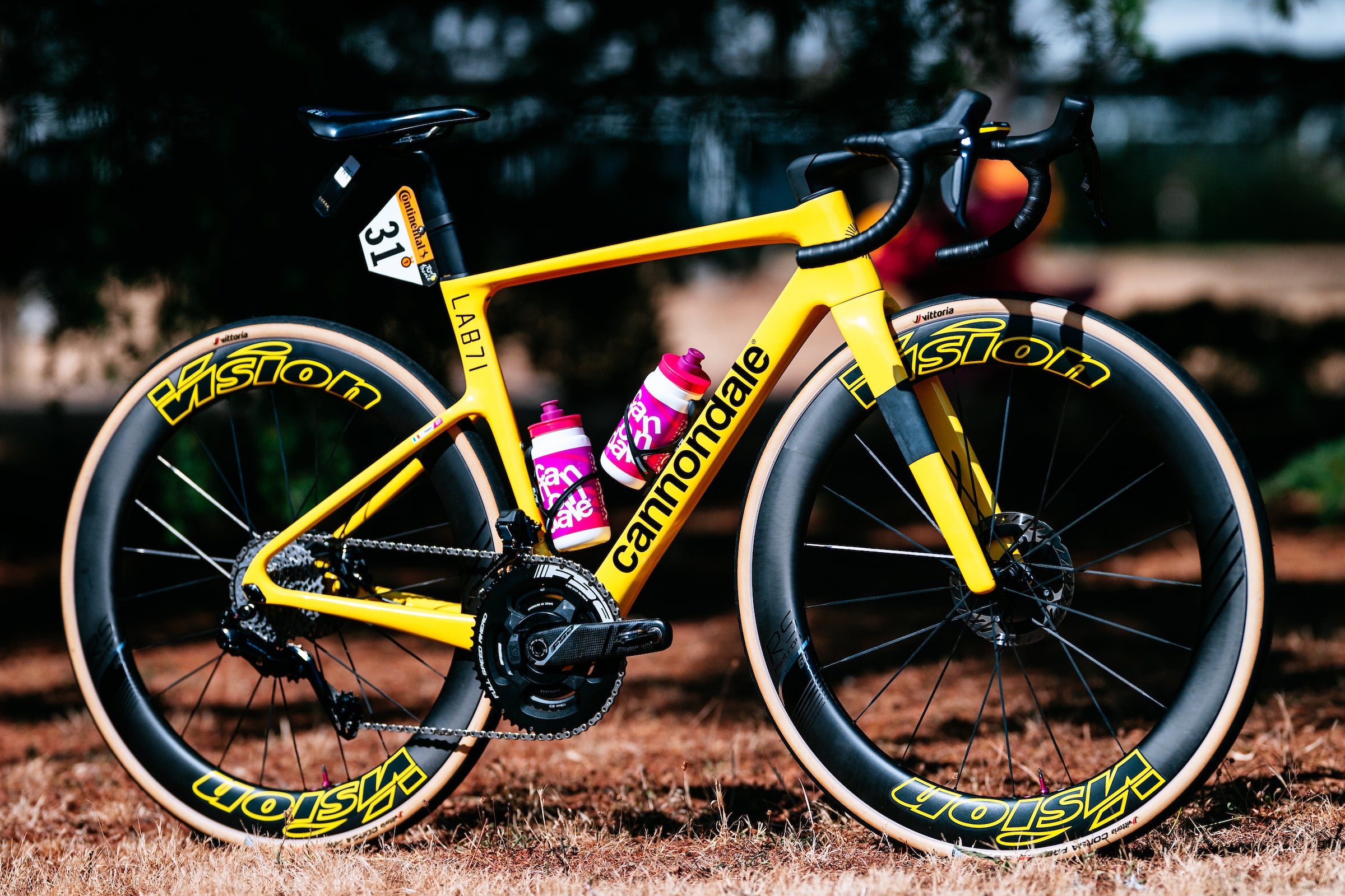 Ben Healy's yellow Cannondale celebrates his Tour de France lead