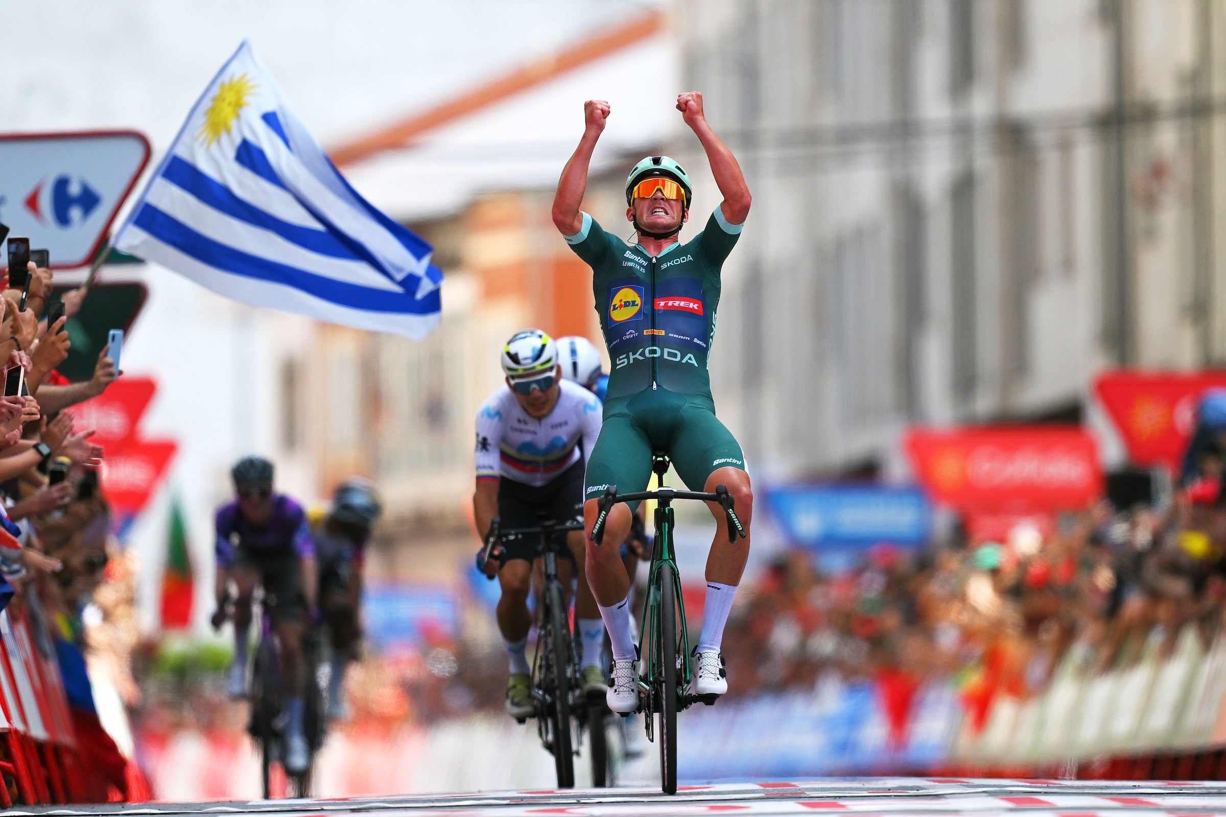 Mads Pedersen (Team Lidl - Trek) won stage 15 of the Vuelta a España in Monforte de Lemos (Photo by Tim de Waele/Getty Images)