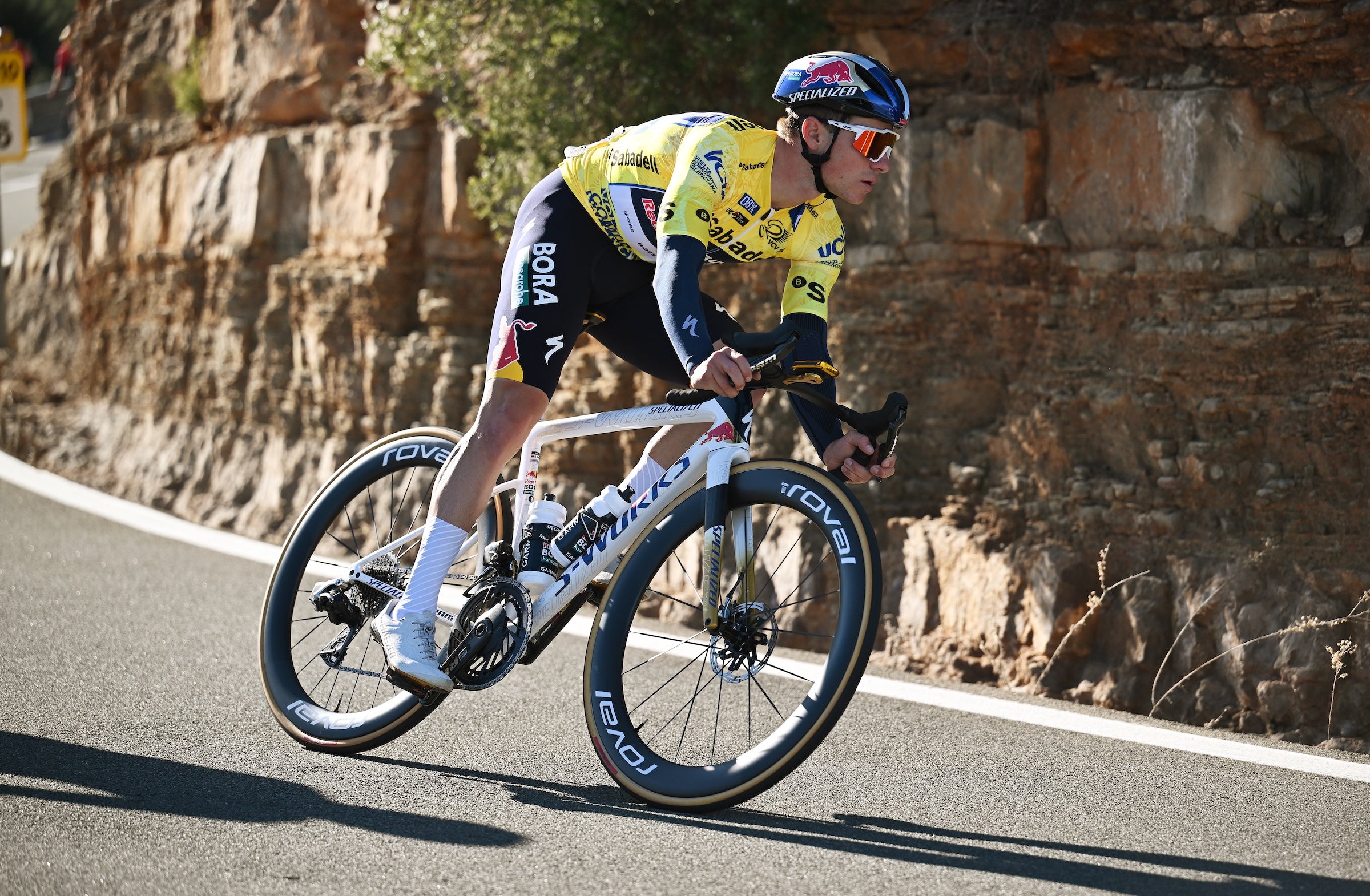 Remco Evenepoel (Red Bull-Bora-Hansgrohe) on the way to winning the overall standings at the Volta Comunitat Valenciana 2026 (Photo: Szymon Gruchalski/Getty Images)